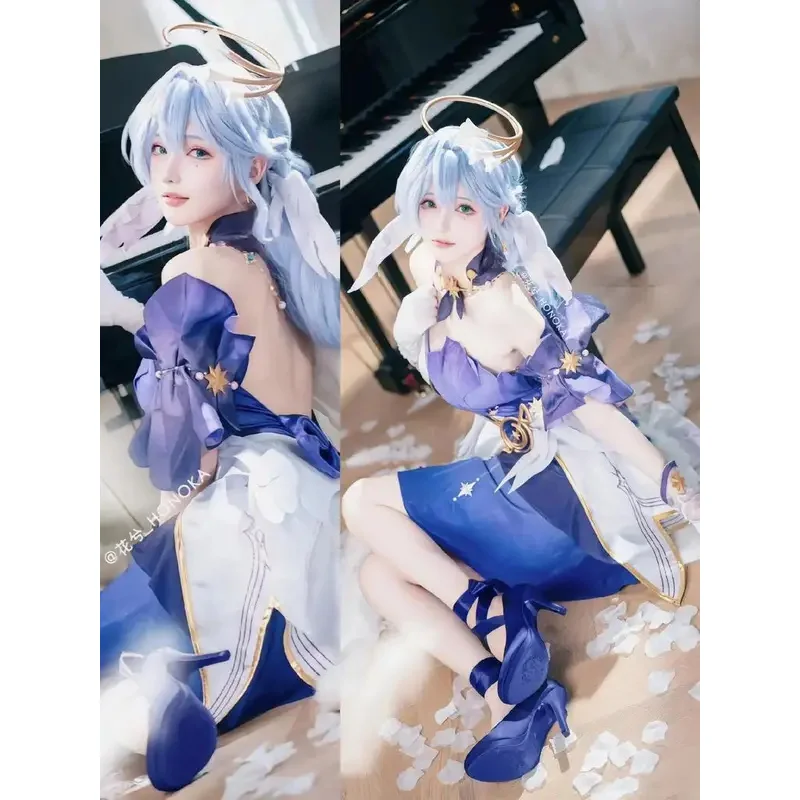 DY20Honkai ستار السكك الحديدية روبن تأثيري حلي مجموعة للنساء ثلاثية الأبعاد مطبوعة أنيمي فستان شعر مستعار وشملت كاملة لعب الأدوار موحدة لفتاة