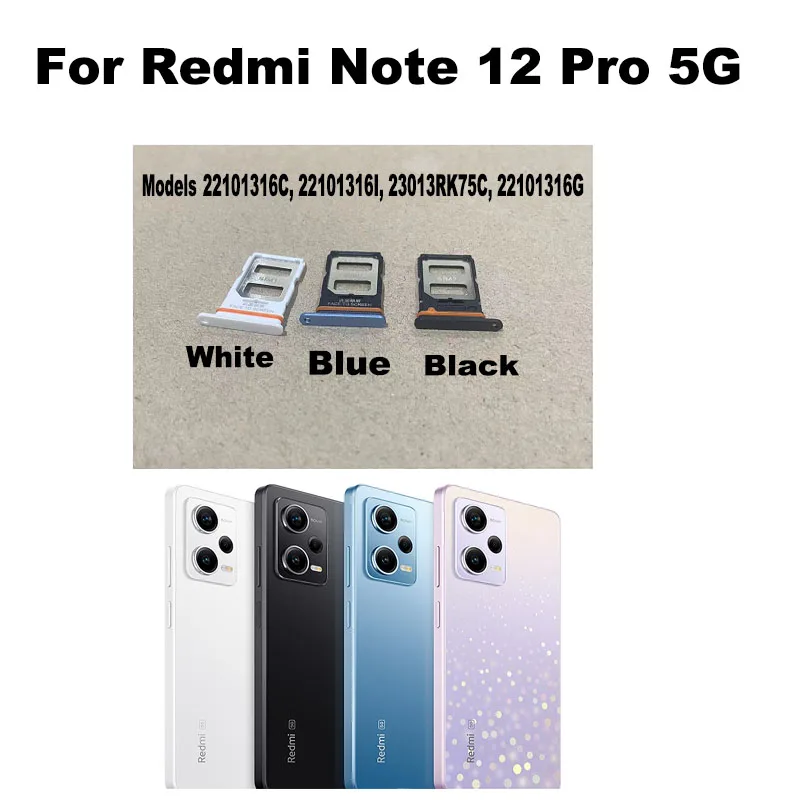 New For Xiaomi Redmi Note 12 Pro 5G Sim Card Tray Slot Holder Socket Adapter Connector Repair Parts Replacement