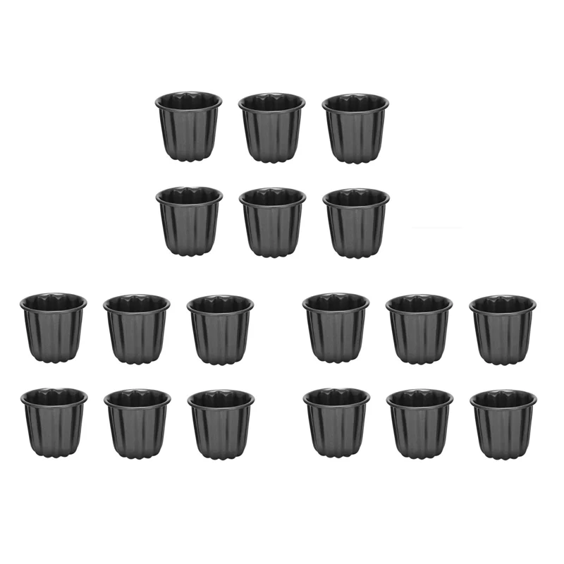 

D9-Canele Mold, Cannele Muffin Cup, 18Pcs Non-Stick Cannele Mould Gray-Black Canneles