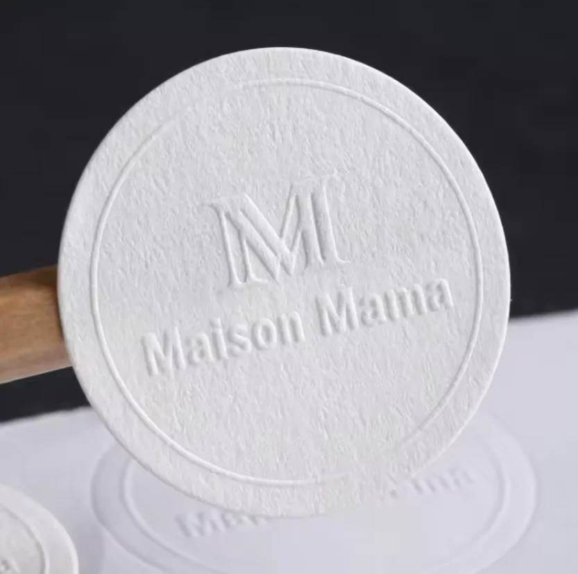 Customized stickers with 3D texture embossing, commercial label technology, and candles using art paper logos