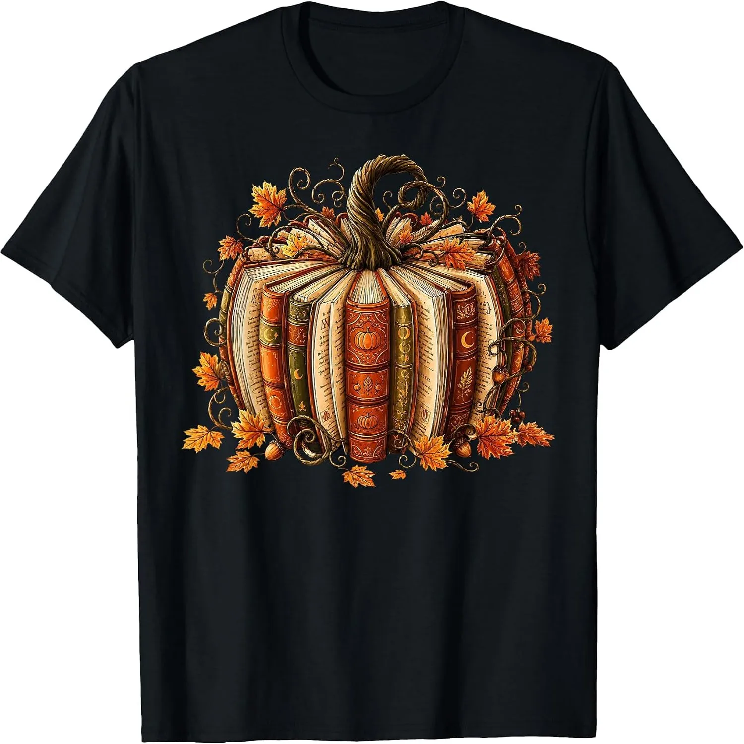 Halloween Fall Reading Pumpkin Book Teacher Men Women Kid T-Shirt Short sleeve shirt, Retro tee