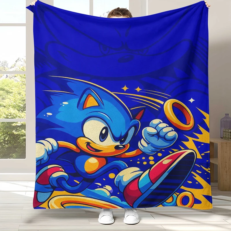 

Фланелевое одеяло с рисунком S-Sonic в стиле ретро, ​​ультрамягкое теплое плюшевое одеяло для дома, спальни, кровати, дивана, для кемпинга, пикника, подарок