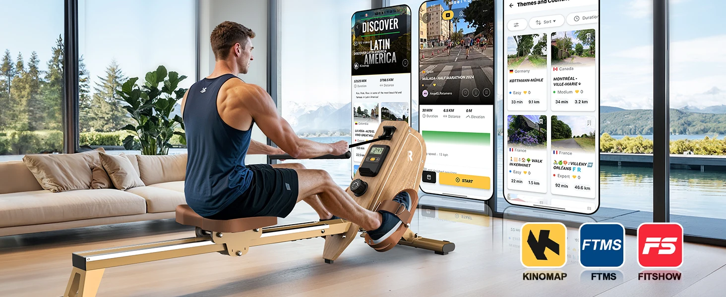 Faltbarer Magnetischer Rudertrainer mit Bluetooth-Monitor, 16 Stufen, 150kg Belastbarkeit, Vertikale Aufbewahrung – Detail 5