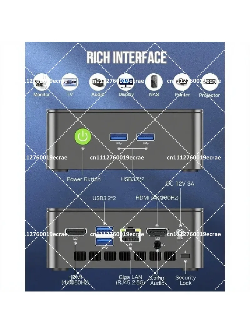 2025 Mini Desktop PC N150 Plus Octa Core 16GB RAM 512GB SSD WiFi USB HD for Home Office Gaming