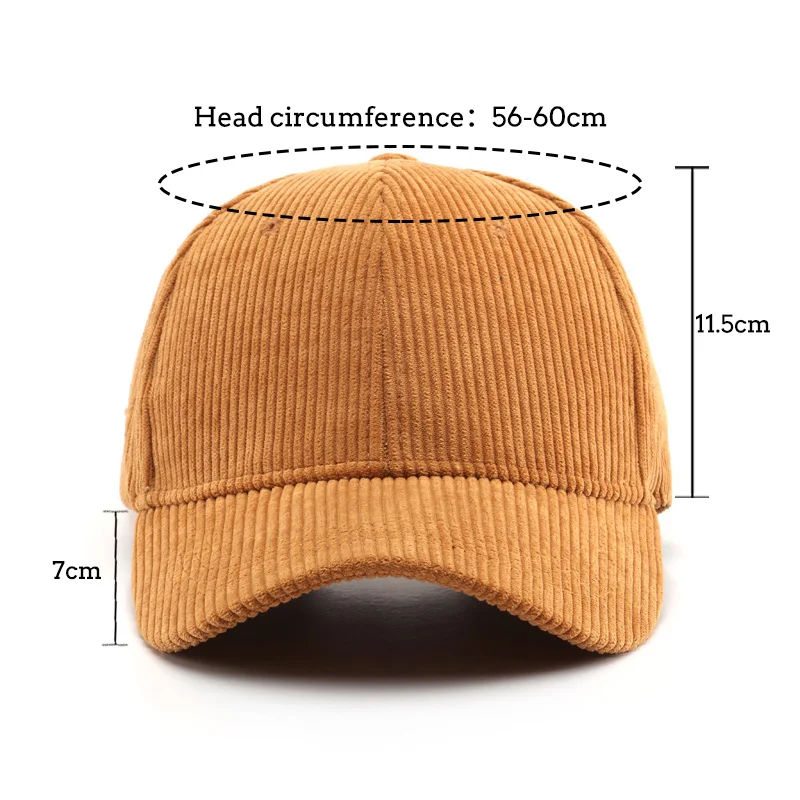 Corduroy Baseball Cap for Men Women Trucker Cap Winter Unisex Vintage Baseball Hat Outdoor Adjustable Hip Hop Gorras Snapback