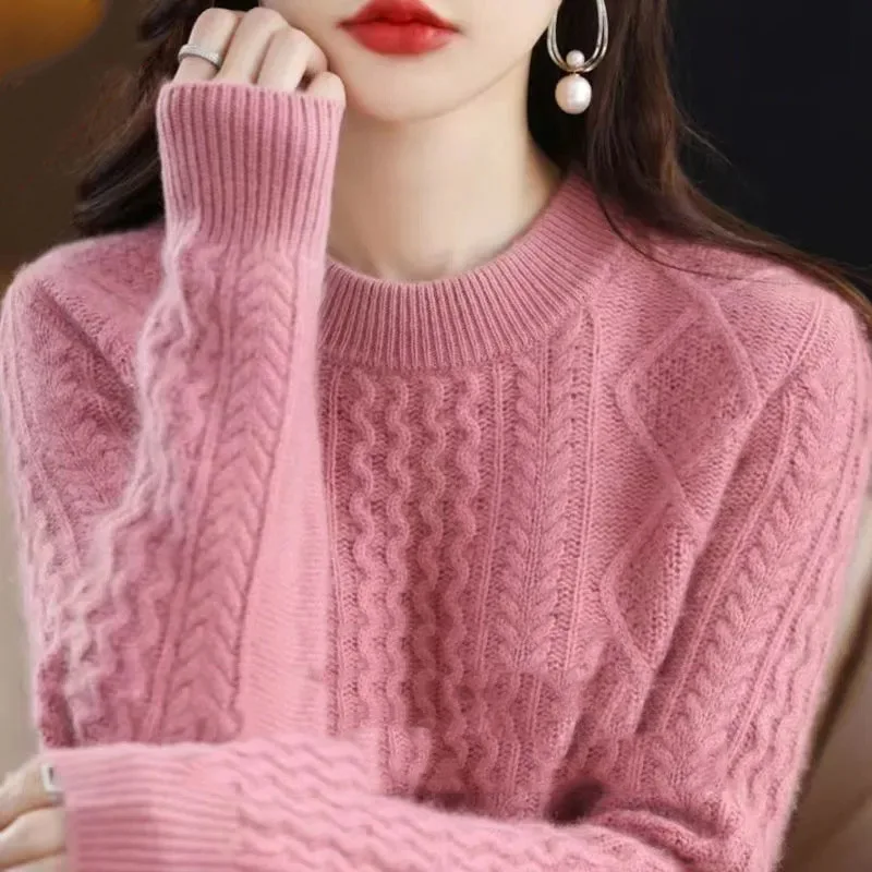 Korean Women Loose Pullover Sweater 2024 Female Large Size 4XL Jumper Knitwear Spring Autumn Ladies Round Neck Long Sleeves Knit