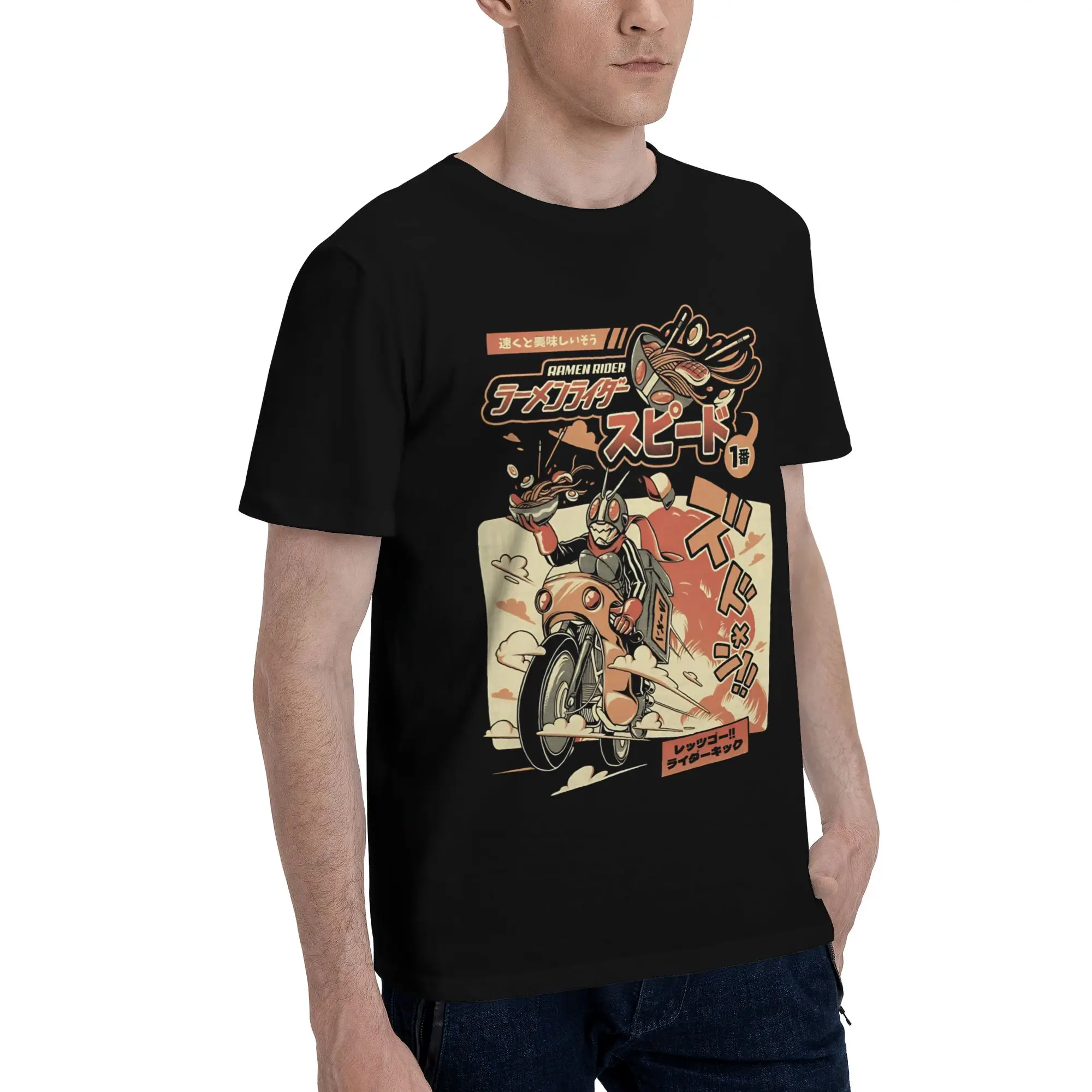 Ramen Rider   Black Version  Novelty 100% Cotton T-Shirt Bandai Kamen Rider Tees Tops For Men