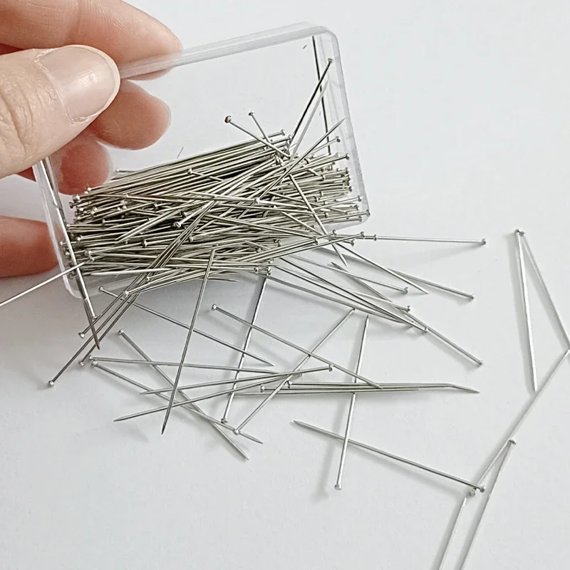 300Pcs/35Mm Rvs Naaien Pins Naaister Rechte Hechtdraad Pins Fijn Satijn Head Pins Diy Sieraden Maken van Naaien Gereedschap