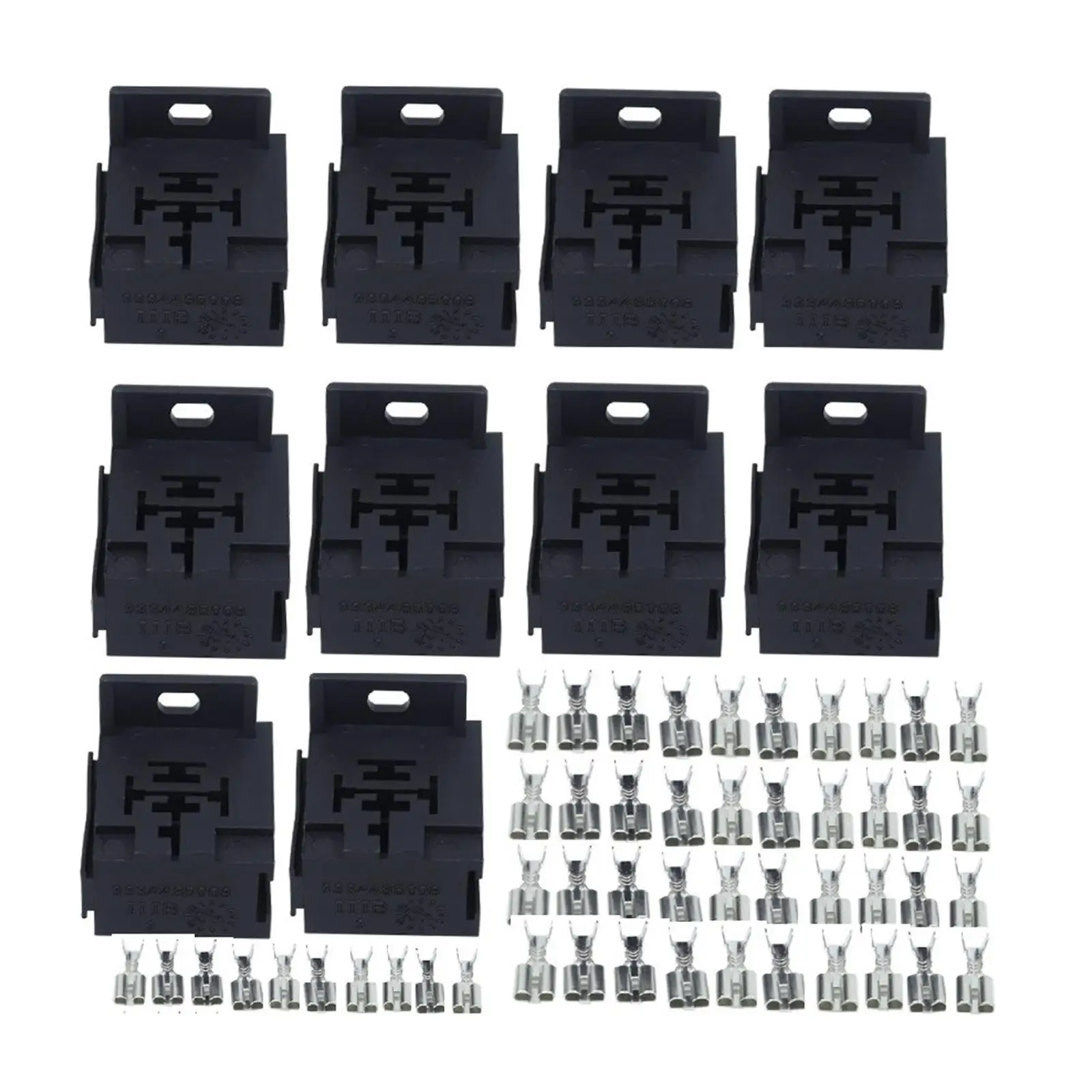 

10x Relay Base Holder 5 Pin Auto Accessories Sturdy Universal for Cars Trucks Suvs Easy to Install 12V/24V 30A-80A Replace Parts