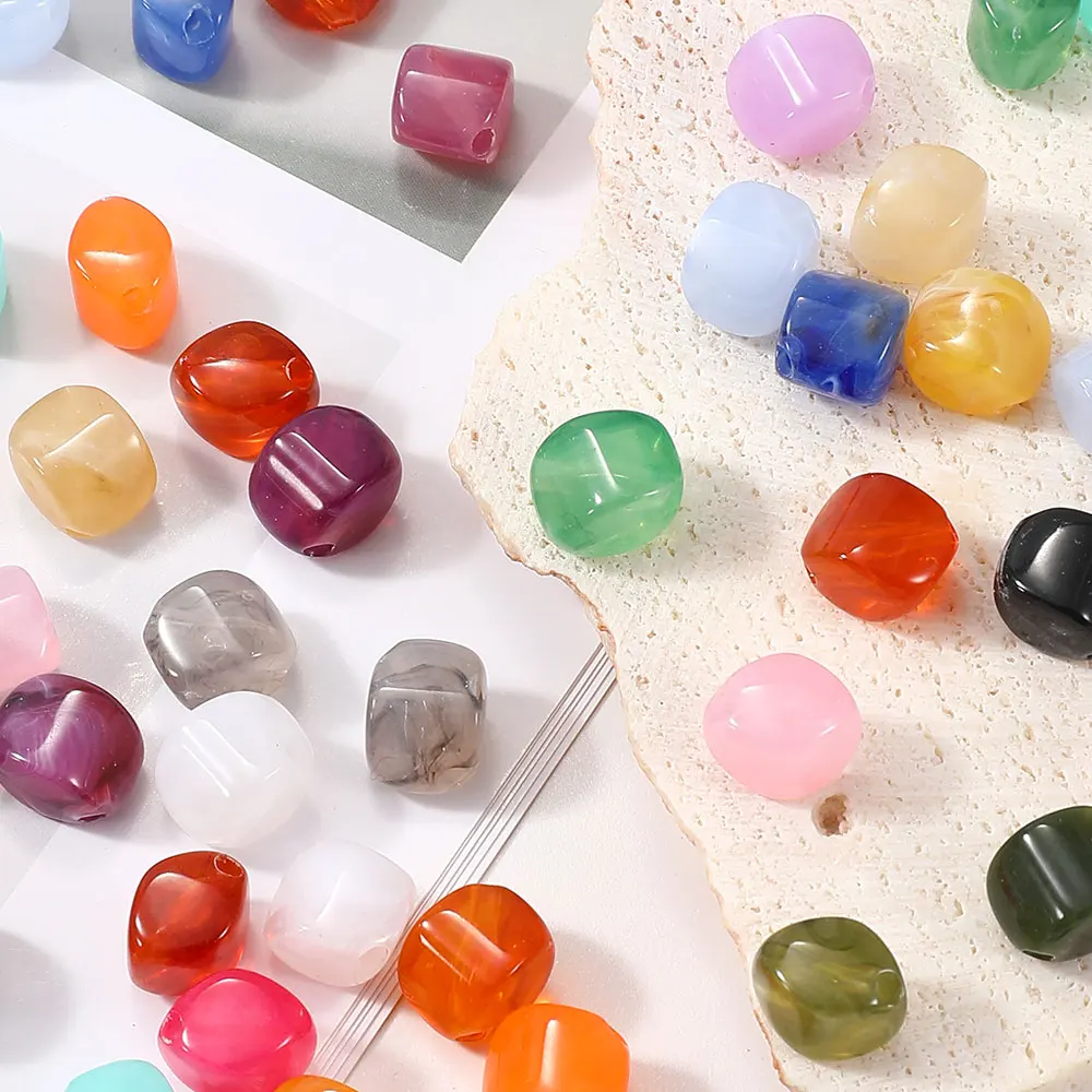 50 Stück Acrylperlen in verschiedenen Farben, 11×8 mm, unregelmäßige glänzende lose Abstandsperlen für die Schmuckherstellung, DIY-Armband- und Halskettenzubehör – Detail 3