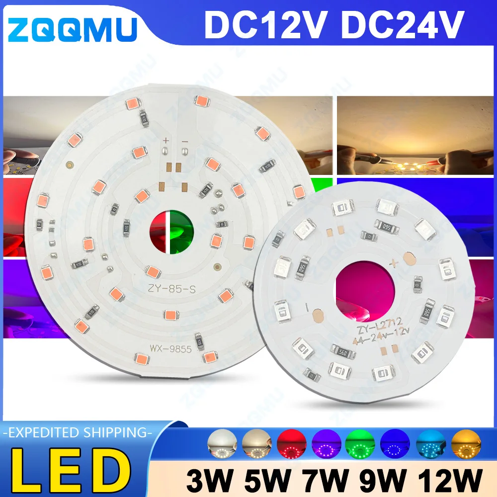 Lâmpada LED Beads Board Adequado para 12V Bulb Downlight, 2835 SMD, 3W, 5W, 9W, 12W, DC 24V, 10pcs por lote