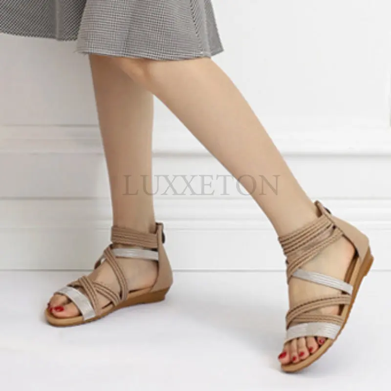 Heels Comfort Shoes for Women Soft Closed Toe Sandals Summer Suit Female Beige Buckle Strap Retro Girls New Low Black