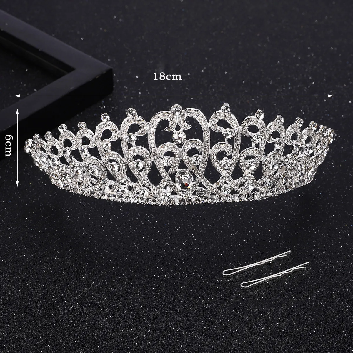 Princess Crown Bridal Headdress Rhinestone Crystal Alloy Crown for Wedding Ceremony Party Prom Evening Photography Gift Noble