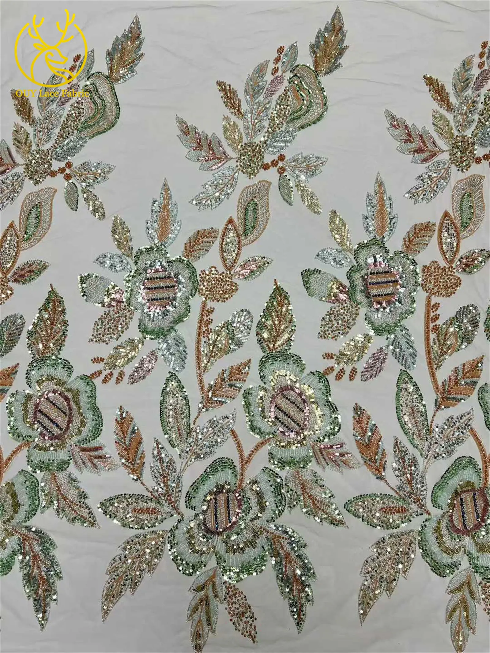 Eleganter Hochwertiger Afrikanischer Spitzenstoff 2026 Königlich Bestickte Französische Pailletten-Spitze für Damenkleider Hochzeitskleidung Näharbeiten – Detail 9
