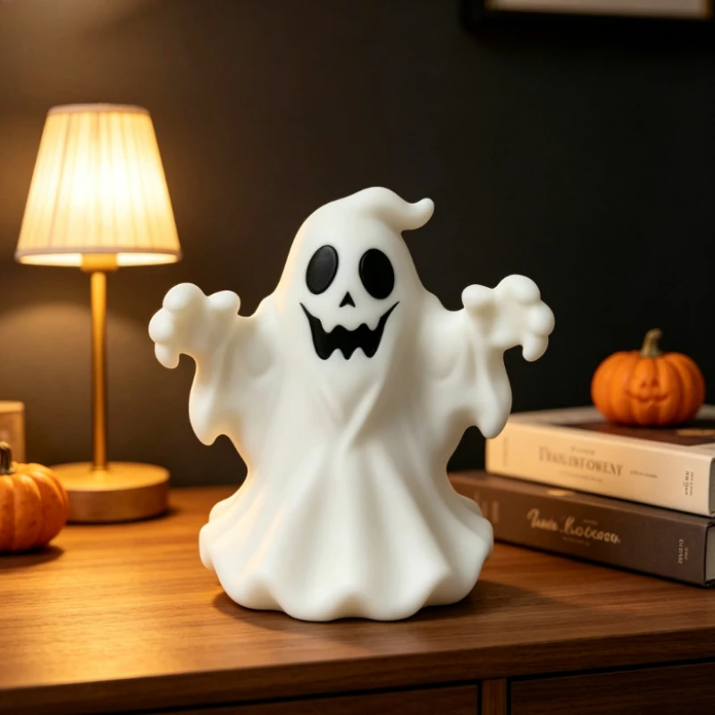 Halloween White Ghost Figurine Spooky Cute Ghost Statue Desktop Ornament Party Decor Halloween Gift Tabletop Home Decoration
