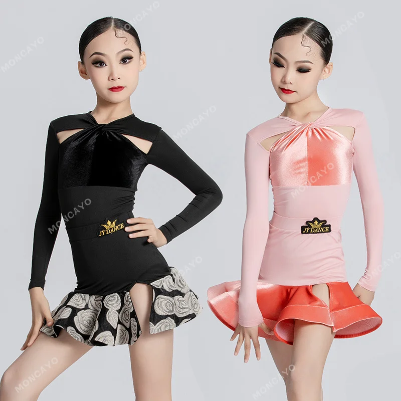 

Samba Tango Salsa Dance Costume Latin Dance Dress Girls Competition Ballroom Dance Dresses Standard Kids Latin Practice Dress