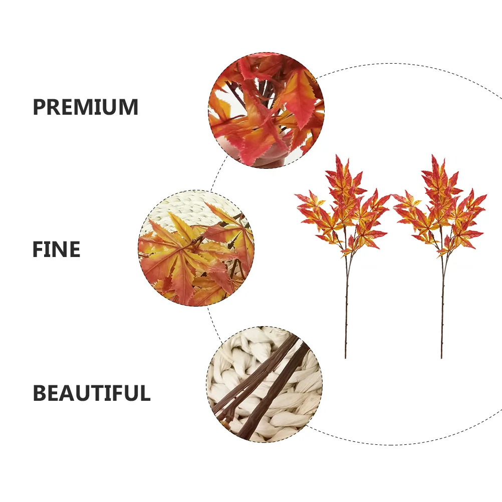 

2Pcs Simulated Maple Leaf Branch Rustic Farmhouse Style Decorative Artificial Plant Decoration Home Office Greening Prop