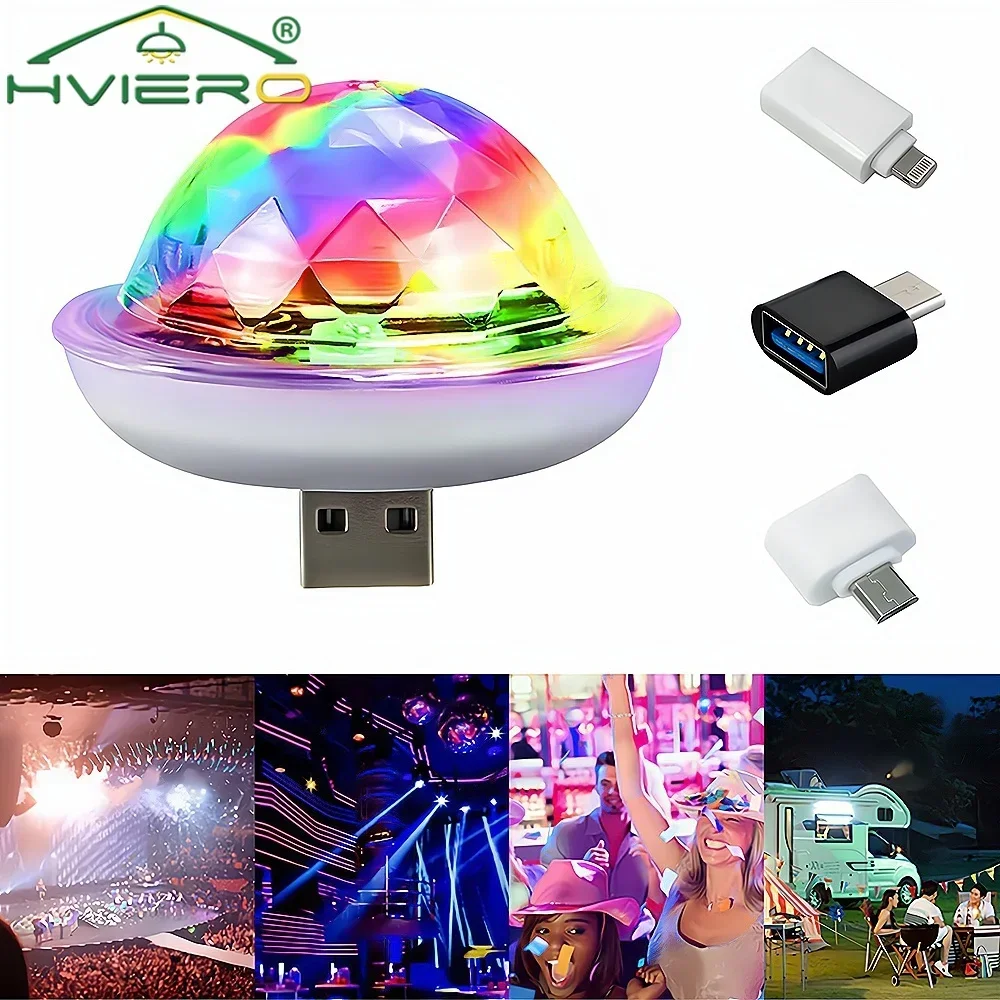 Lámpara de bienvenida DC 5V Led USB luces nocturnas RGB Bar DJ proyector de escenario bola de cristal sonido iluminación de fiesta decoración atmósferas neón