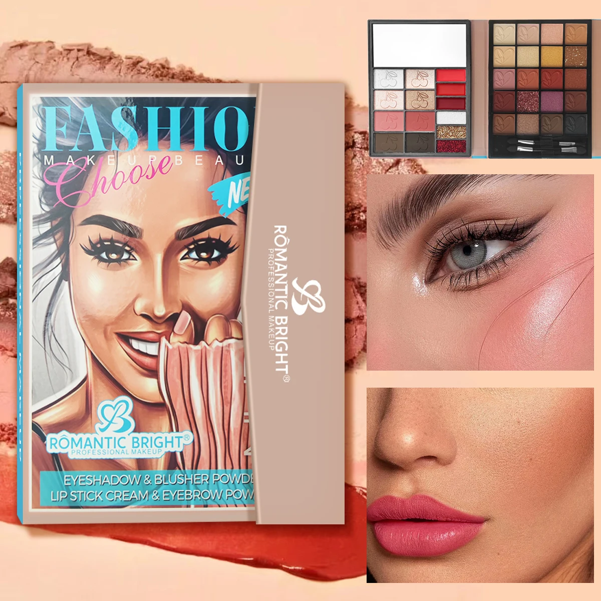 35-Farben-Make-up-Paletten-Set – 20 Lidschatten, 4 Textmarker, 3 Lipgloss und mehr |   Matt/schimmernd |   Spiegel & Bürste |   Tragbares Gi