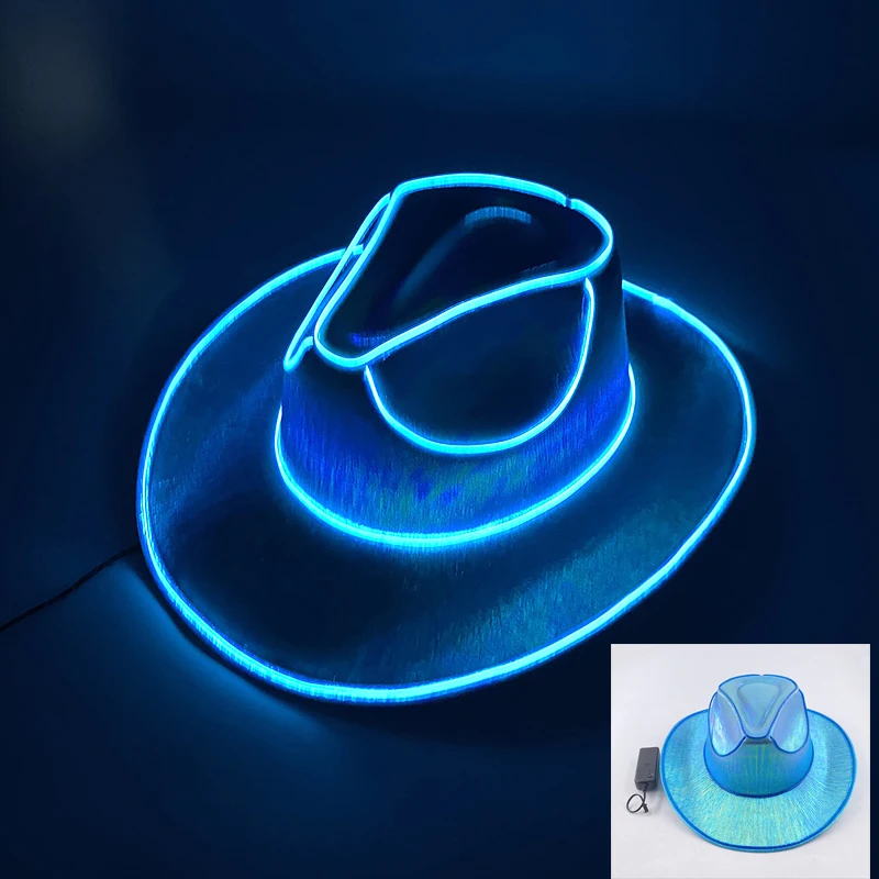 Nieuwe collectie parelmoer cowboyhoed danskostuum versieren gloeiende cowgirl cap gloeiend voor neon nachtclub
