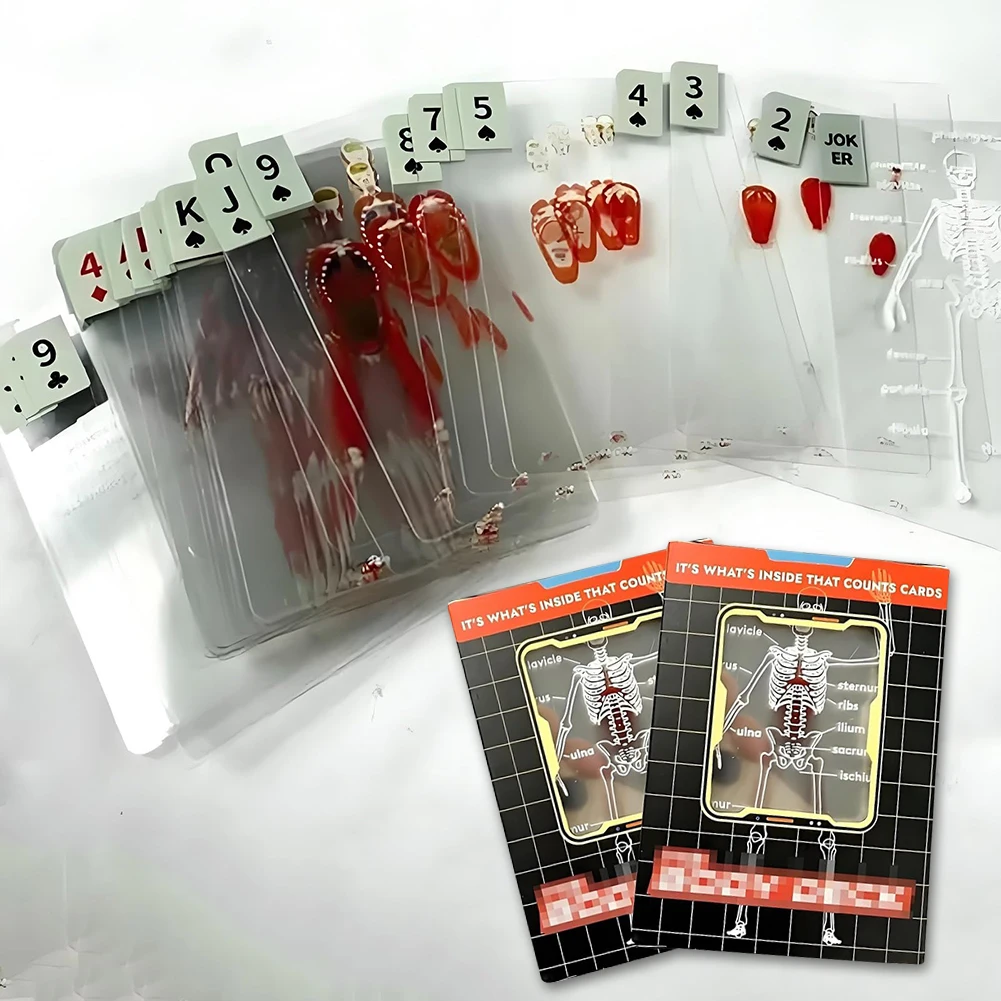 The Body Deck Cards Wiederverwendbare, transparente Spielkarten für den Körper, Mehrzweck-Spielkarten für menschliche Anatomie für Kartensammler