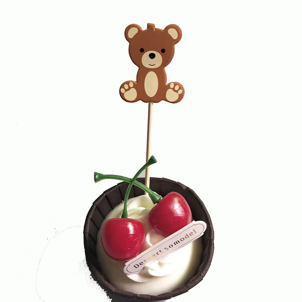 10pcs Cartton Bear Disposable Fruit Cake Bamboo Sticks Baby Bear Boy Girl Birthday Party DIY We Can Bearly Wait Party Babyshower