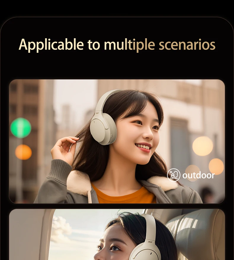 Acer OHR305 ANC Drahtlose Kopfhörer Kopfverfolgung 3D Spatial Audio -42 dB ANC Bluetooth 5.4 HiFi-Headset ENC HD-Mikrofon mit geringer Latenz – Detail 16