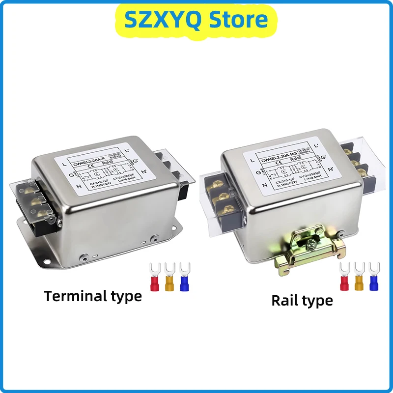 Jednofazowy dwustopniowy filtr zasilania AC CW4L2-20A-SR 3A6A10A20A30A moduł filtra zasilania na szynę zaciskową oczyszczanie obwodu EMI int