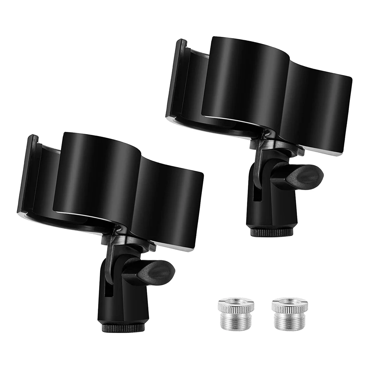 2 Pcs Mic Clip Holder,Adjustable Microphone Holder Clamp with 5/8 Inch Male to 3/8 Inch Screw Adapter