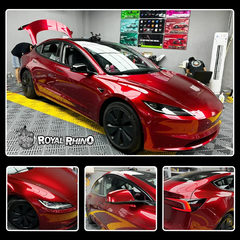

PET Liquid Metallic Cherry red Vinyl Wrap Car Film Roll