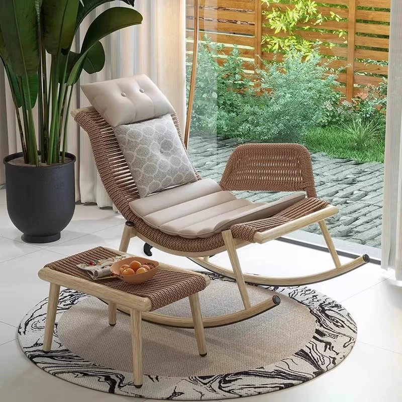 

Rattan home rocking chair leisure lazy people modern minimalist lounge chair comfortable special 원목의자 living room furniture