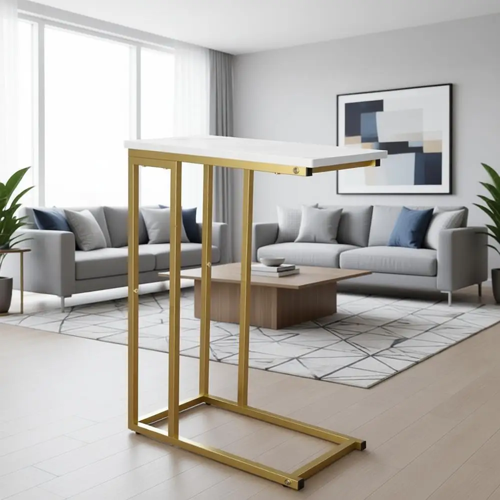 

Приставной столик C-образной формы, приставной столик к дивану, для установки под диван, для небольших помещений, узкий прикроватный столик, для кофе, напитков и закусок, для гостиной, Gol