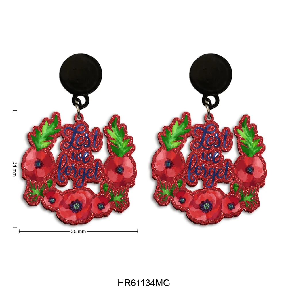 Chunky Glitter Acrylic Earrings Remembrance Day Long Dangle Earrings Forget Resin Pendant Earrings For Girls Gift Jewelry Charms