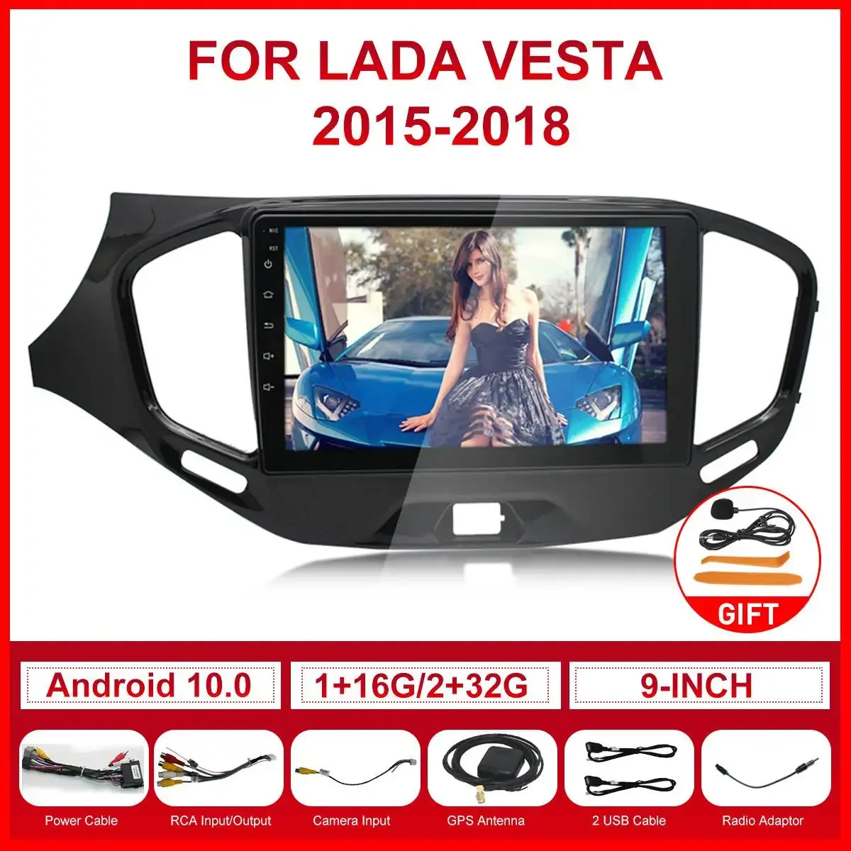 Android 2 Din Car Radio Multimedia Video Player GPS Navigation Carplay For LADA Vesta Cross Sport 2015-2018 2din Stereo Screen