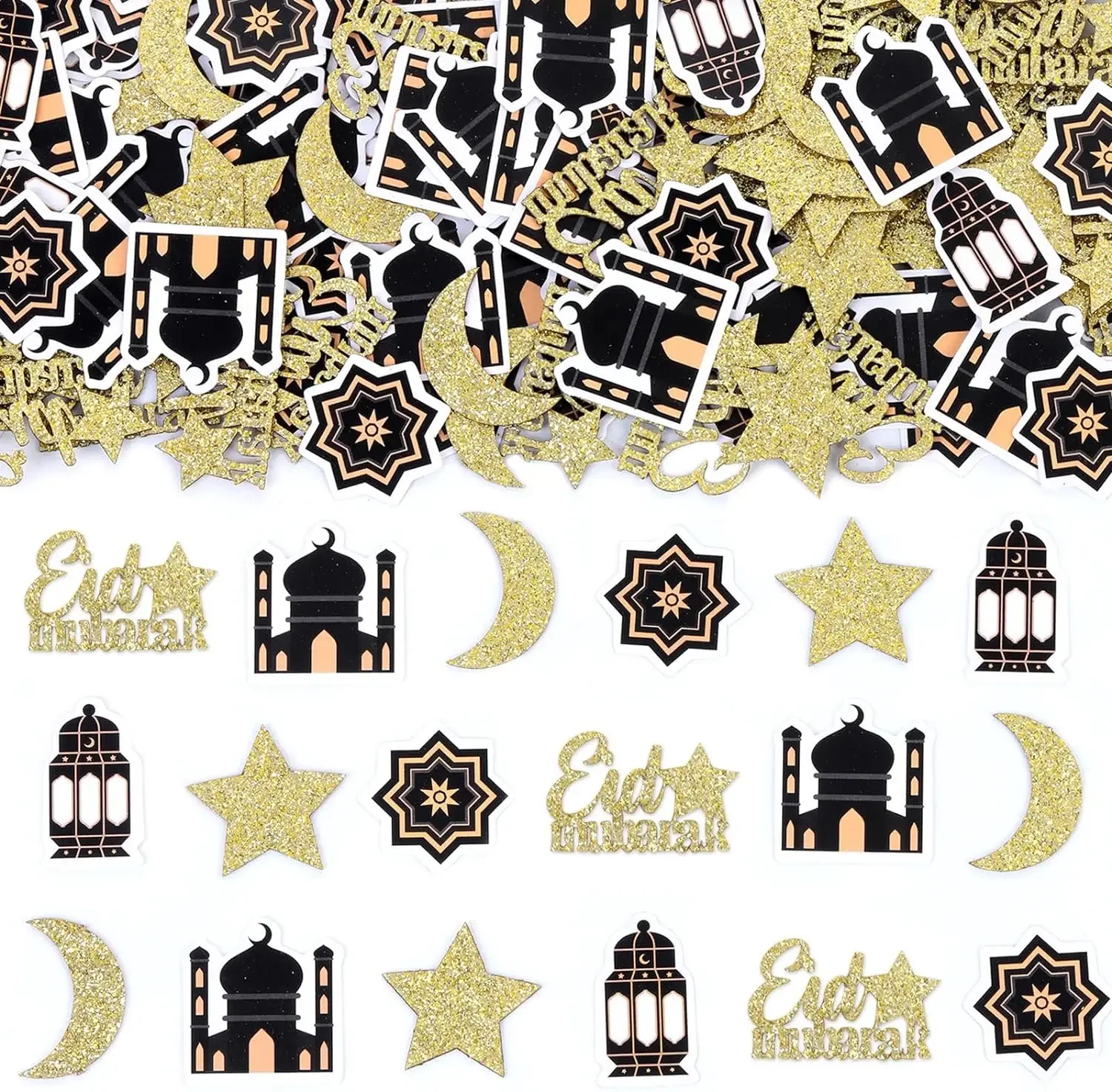 Eid Mubarak Confetti, Crescent Moon Stars, Muslim Castle, Ramadan Mubarak Decor for Eid Celebrations, Al-Adha Party