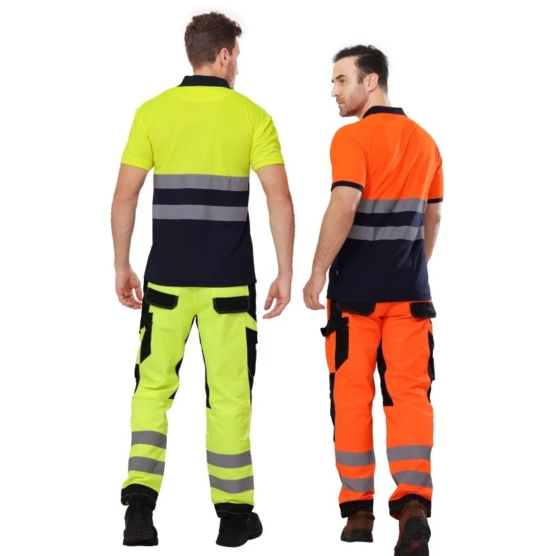 High Visibility Shirt Hi Vis T-shirt Workwear Reflective Shirts Man for Working Multi Pockets Work Cargo Pants Reflective