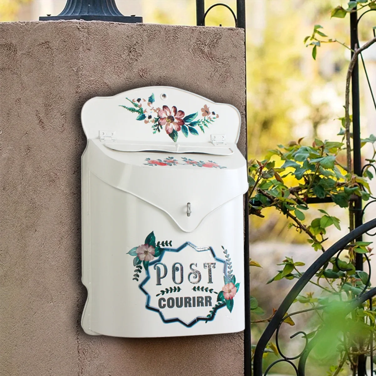 European retro handmade wrought iron mailbox industrial style illustration decorative storage mailbox wall hanging