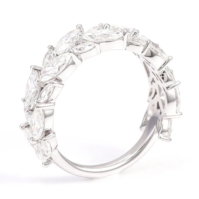 Provence Luxury Wedding ring Solid Gold DEF/VS Lab Diamonds Marquise cut half band Engagement band cocktail ring Jewelry Custom