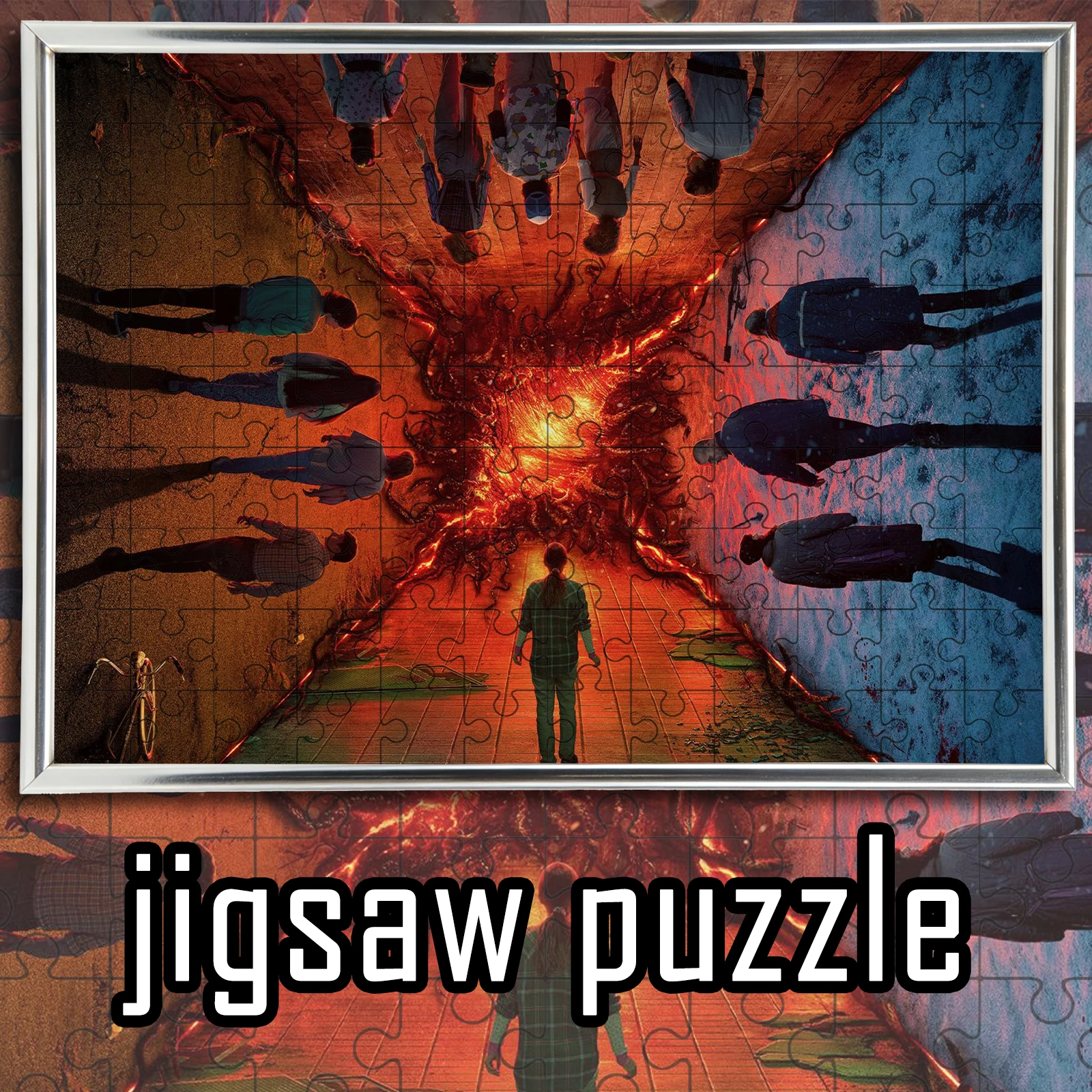 Póster del film Stranger Things 4, rompecabezas temático de Jigsaw, juego de rompecabezas de madera de 108/200/300/500/1000 piezas, decoración para el hogar, regalo