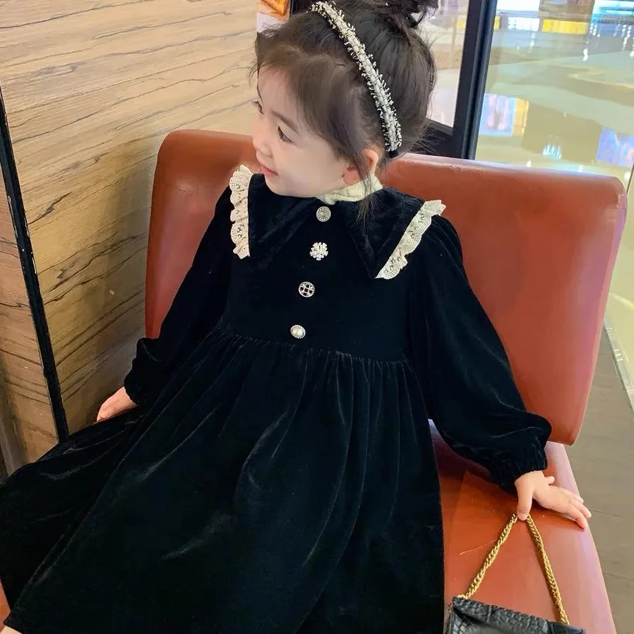 2-14 Years Toddler Kids Long Sleeve Dresses for Girls Winter Thick Velvet Warm Dress Children Loose Pricess Dress Baby Outfits 8