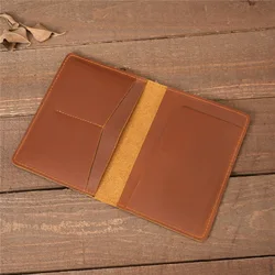 Cow Leather Vintage Passport Holder Travel Wallet Protege Passeport Personnalisé Laser Engarving Name Cover for Passport