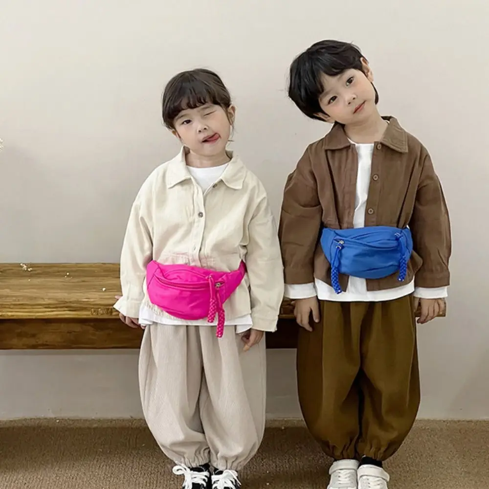 

Модная парусиновая детская сумка, большая вместительная однотонная сумка через плечо, водонепроницаемая поясная сумка на молнии