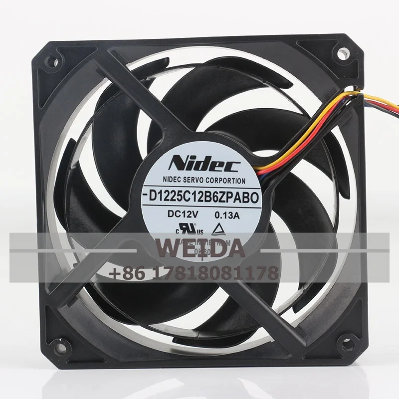

Chassis fan NIDEC D1225C12B6ZPAB0 D1225C12-0204012cm DC12V 0.13A 12025 Super quiet energy-saving cooling fan
