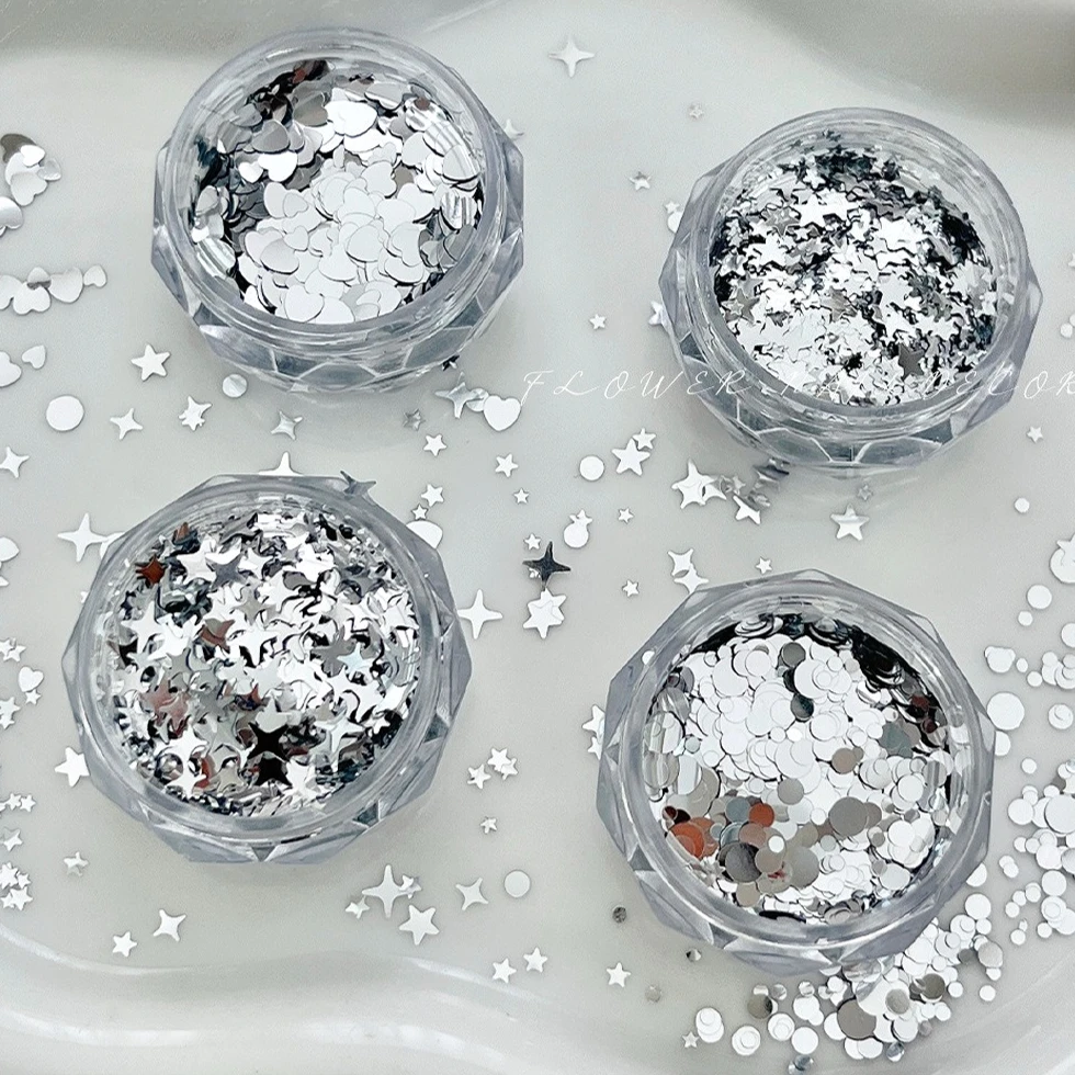 

Geometric Heart Round Star Nail Art Glitter Powder Sequin Aurora Magic Mirror Powder Ultrathin Shiny Accessories Decoration Tool