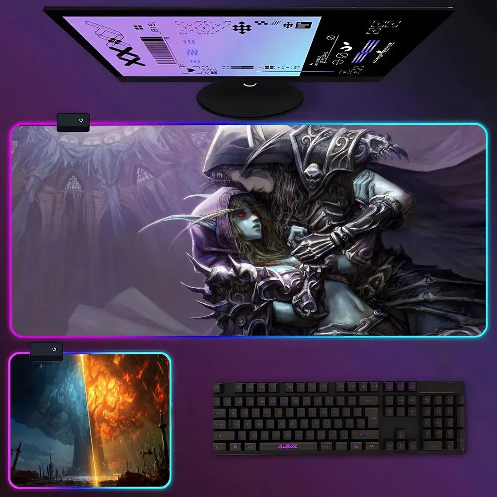 World Of Warcraft Gaming Mouse Pad RGB Luminous 700X400mm Large Table Pad Encrypted Anti Skid Super Large Mouse Pad