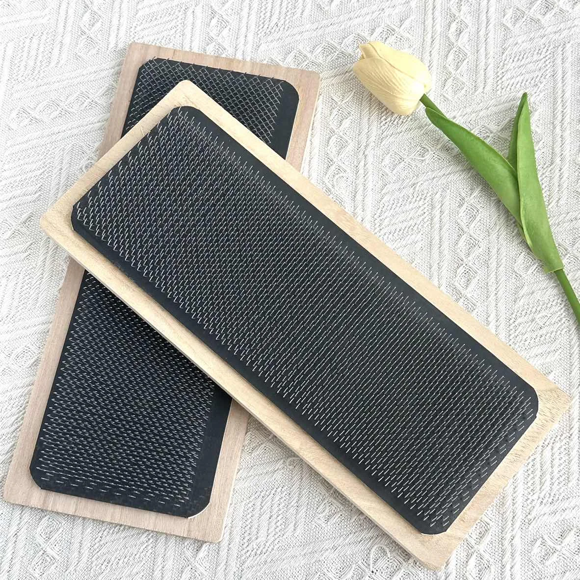 28X12CM Wooden Drawing Mat Hair Holder Hair Hackle For Wig Making use Drawing Card with curved needle
