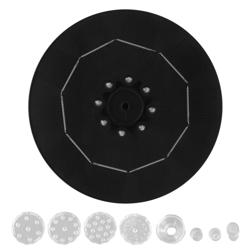 

B03C-18CM LED Solar Fountain Pump With 3000Mah Battery 3.5W 6 Nozzles Fountain Pump For Bird Bath Garden Water Cycling