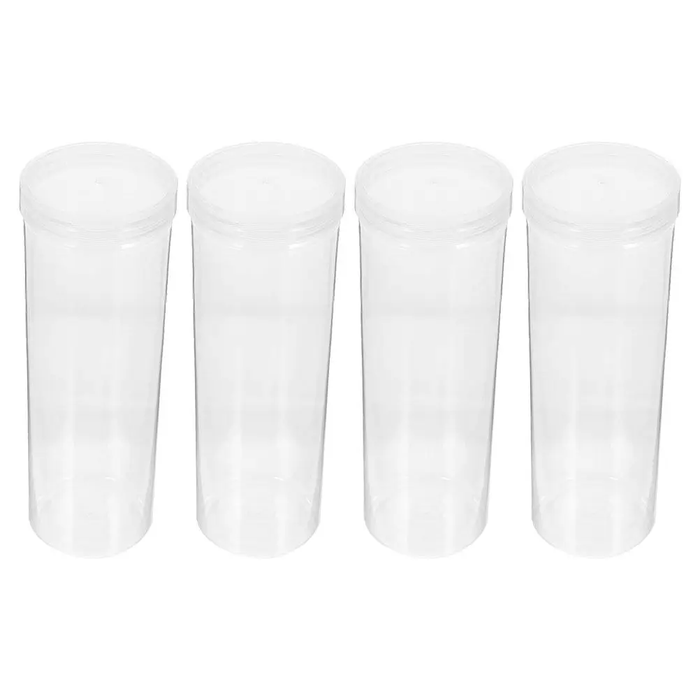 4Pcs Transparent Plastic Pen Holder Desktop Pencil Cup Organizer Large Capacity Cylinder Container Office Storage Box