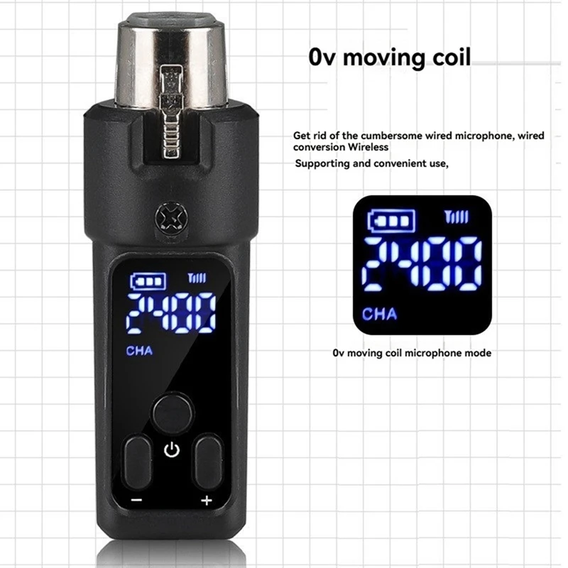 WISH UHF Wireless Microphone Converter XLR Rechargeable Transmitter & Receiver Microphone For 0V Dynamic Microphones