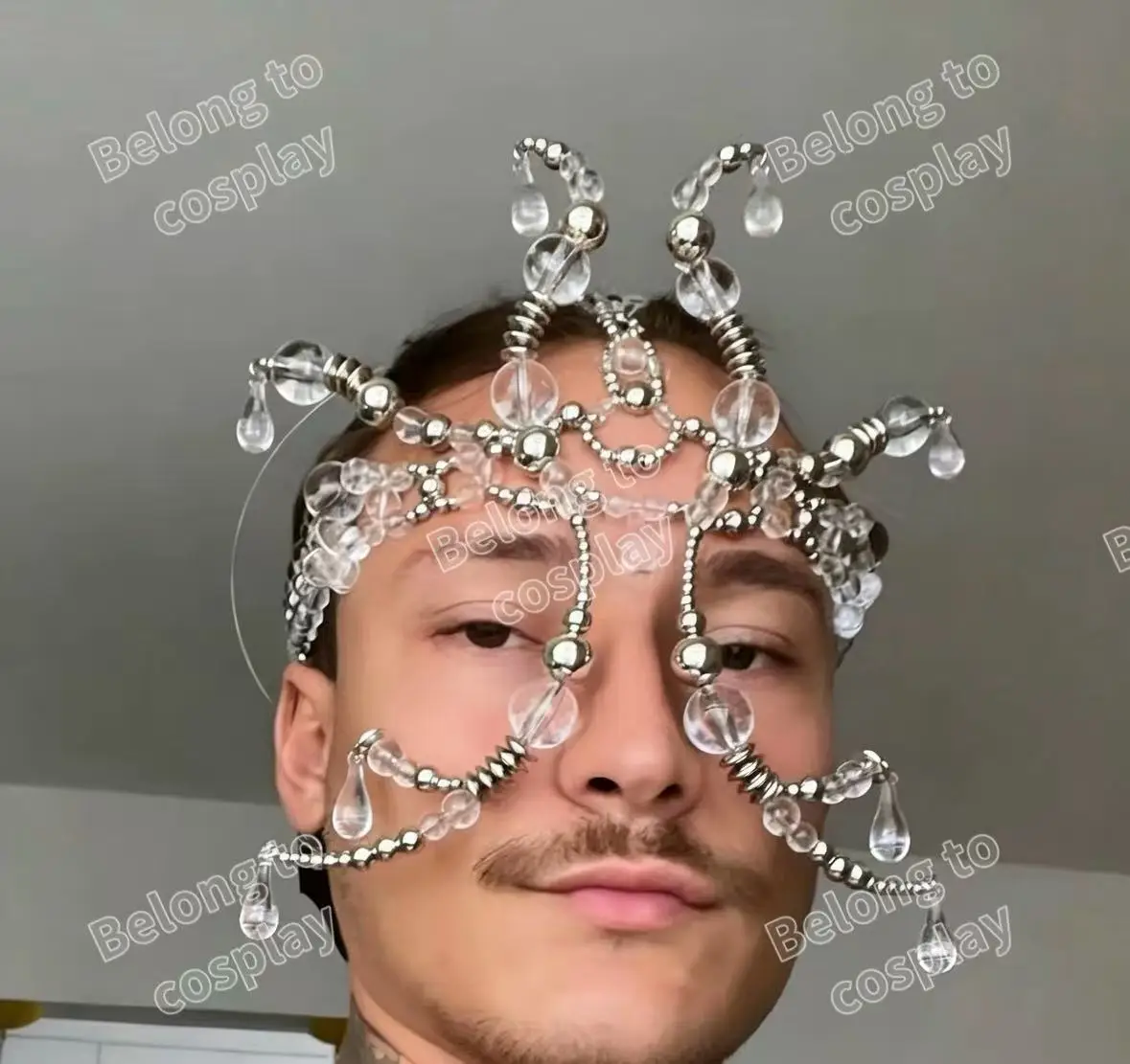 Party Decorations Metal Mechanical Lower Half Face Mask Cyberpunk Face Chain Halloween Cosplay Face Accessory